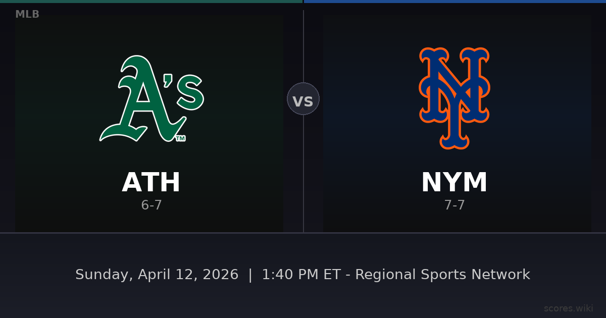 Athletics vs New York Mets