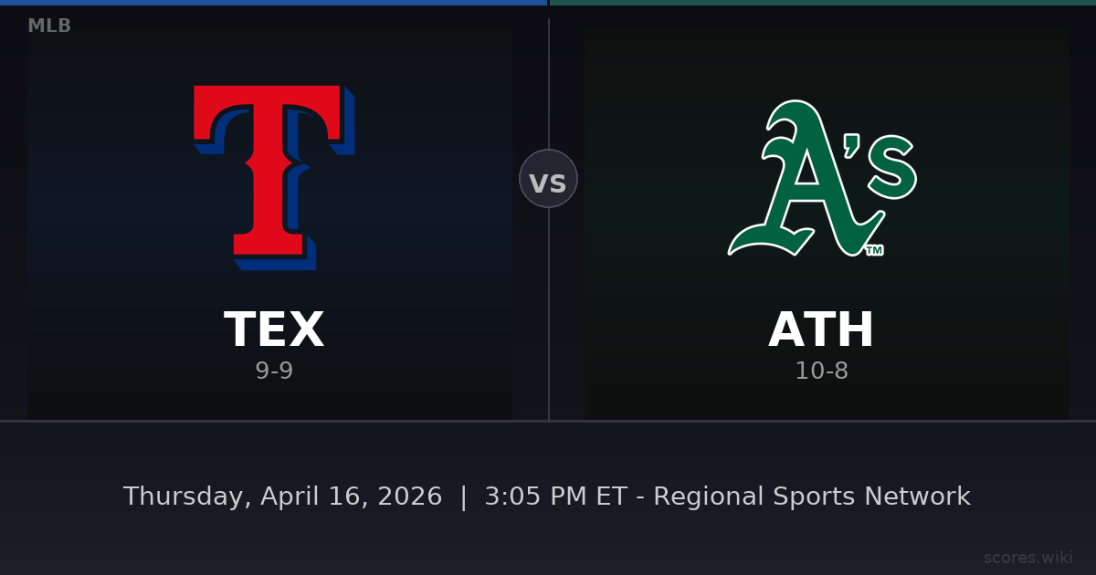Texas Rangers vs Athletics