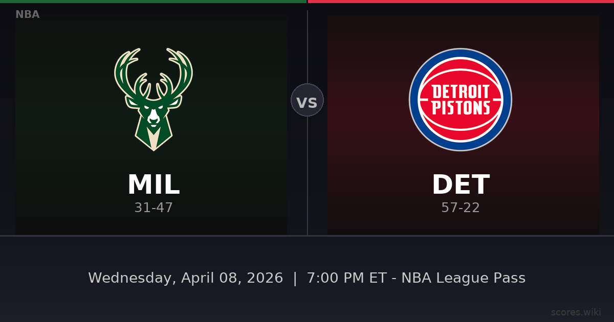 Milwaukee Bucks vs Detroit Pistons