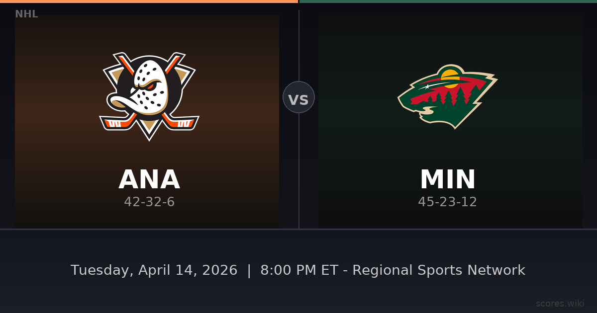 Anaheim Ducks vs Minnesota Wild