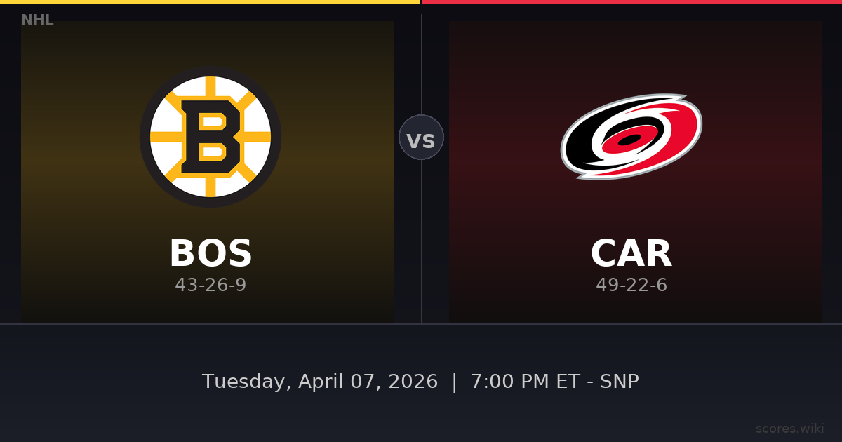 Boston Bruins vs Carolina Hurricanes