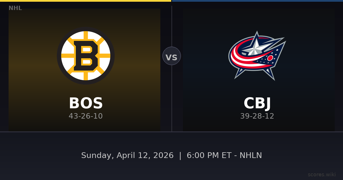 Boston Bruins vs Columbus Blue Jackets