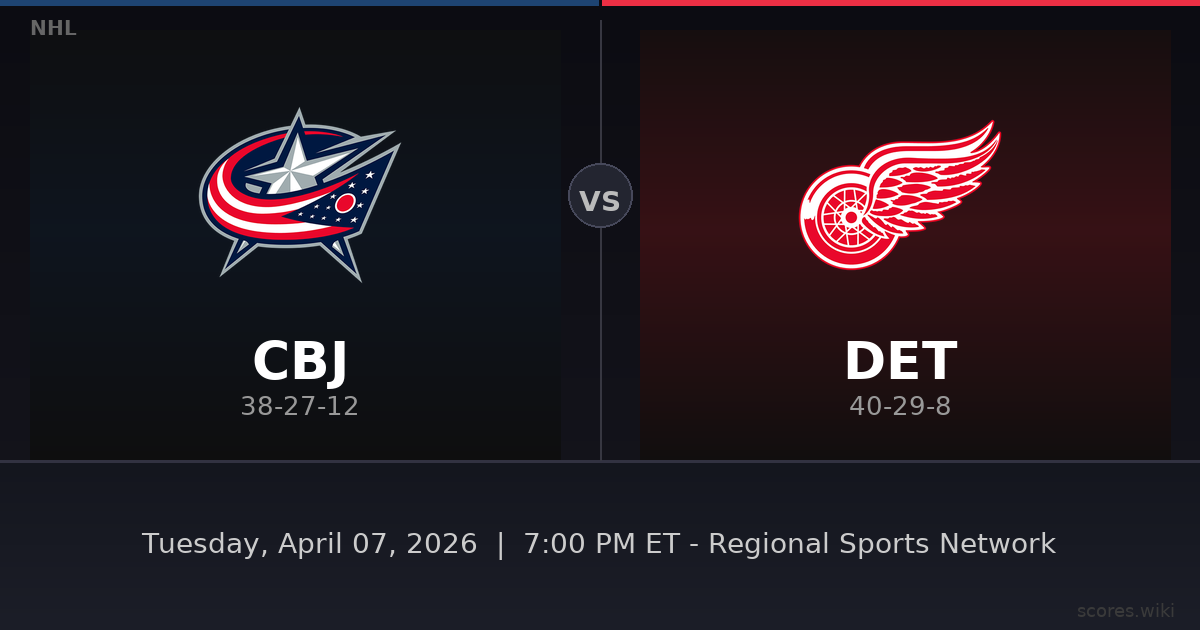 Columbus Blue Jackets vs Detroit Red Wings