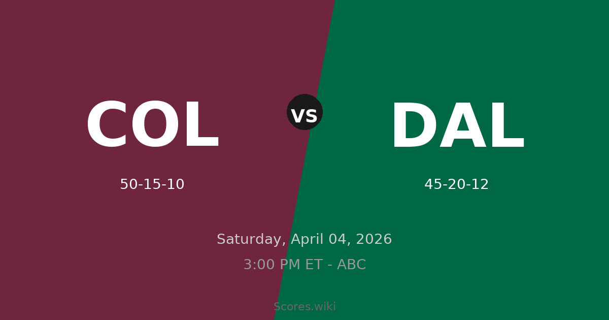 Colorado Avalanche vs Dallas Stars