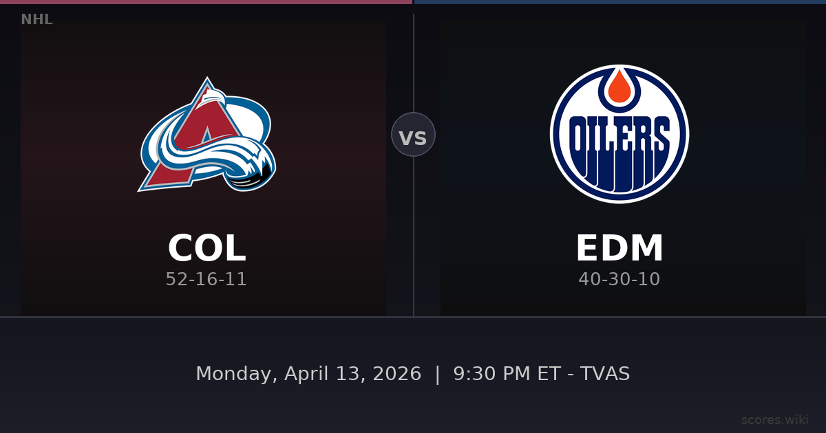 Colorado Avalanche vs Edmonton Oilers