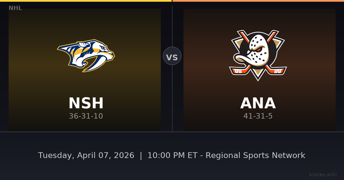 Nashville Predators vs Anaheim Ducks