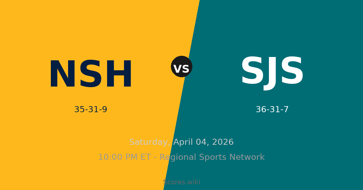 Nashville Predators vs San Jose Sharks