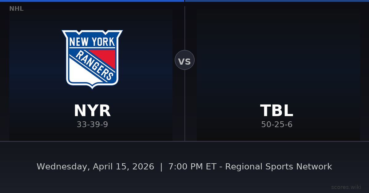 New York Rangers vs Tampa Bay Lightning