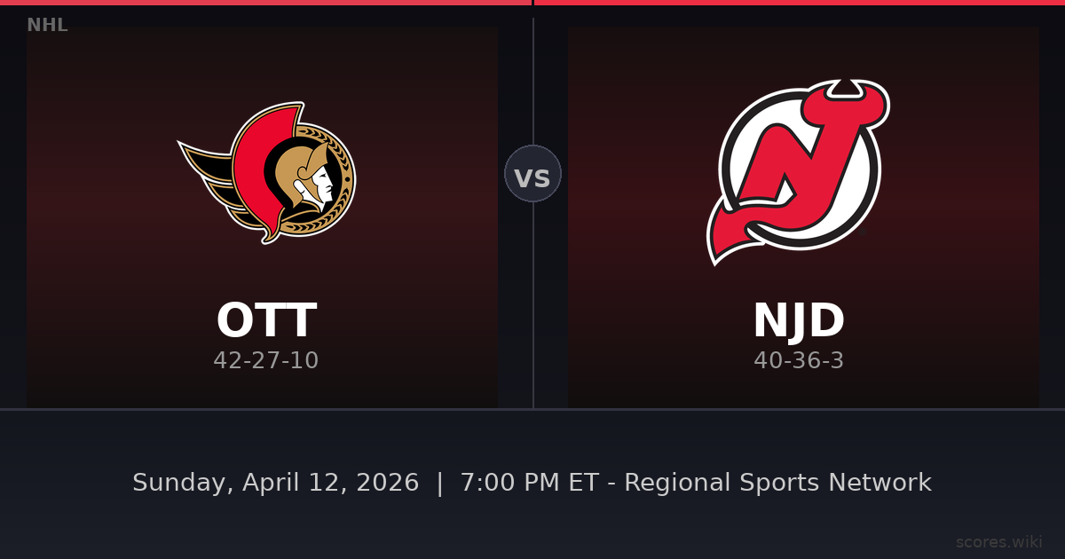Ottawa Senators vs New Jersey Devils