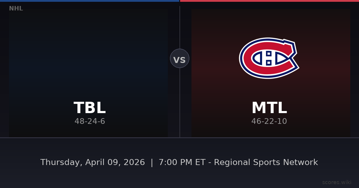 Tampa Bay Lightning vs Montréal Canadiens