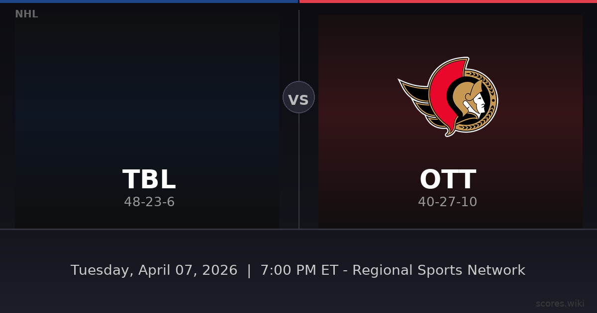 Tampa Bay Lightning vs Ottawa Senators