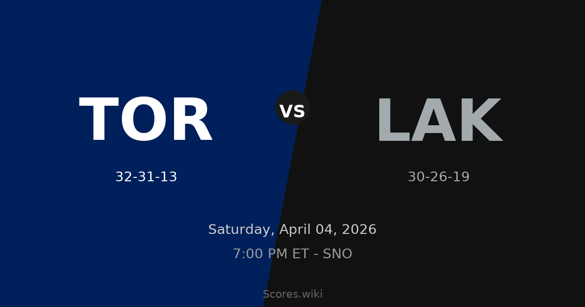 Toronto Maple Leafs vs Los Angeles Kings