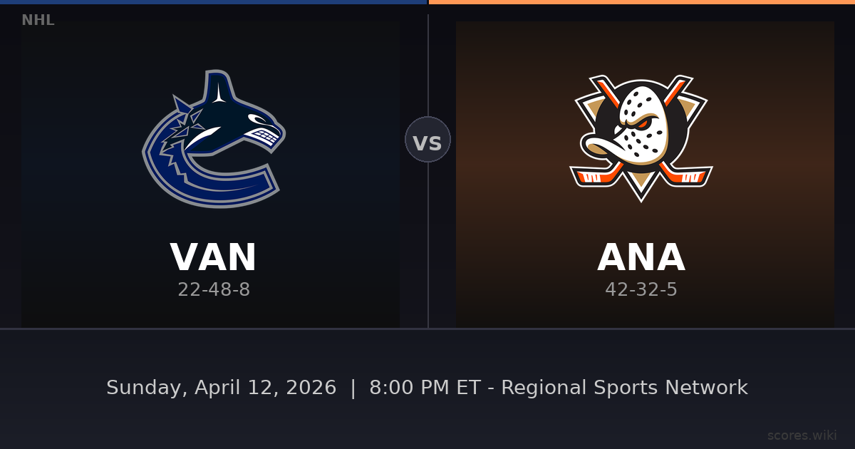 Vancouver Canucks vs Anaheim Ducks