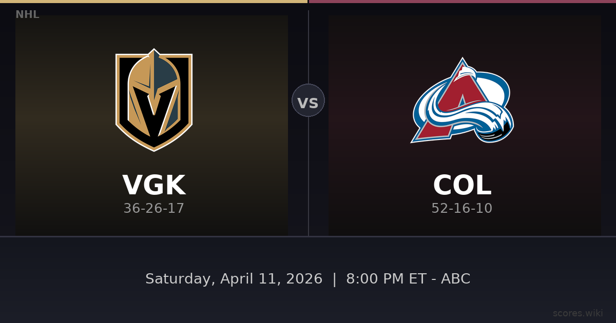Vegas Golden Knights vs Colorado Avalanche