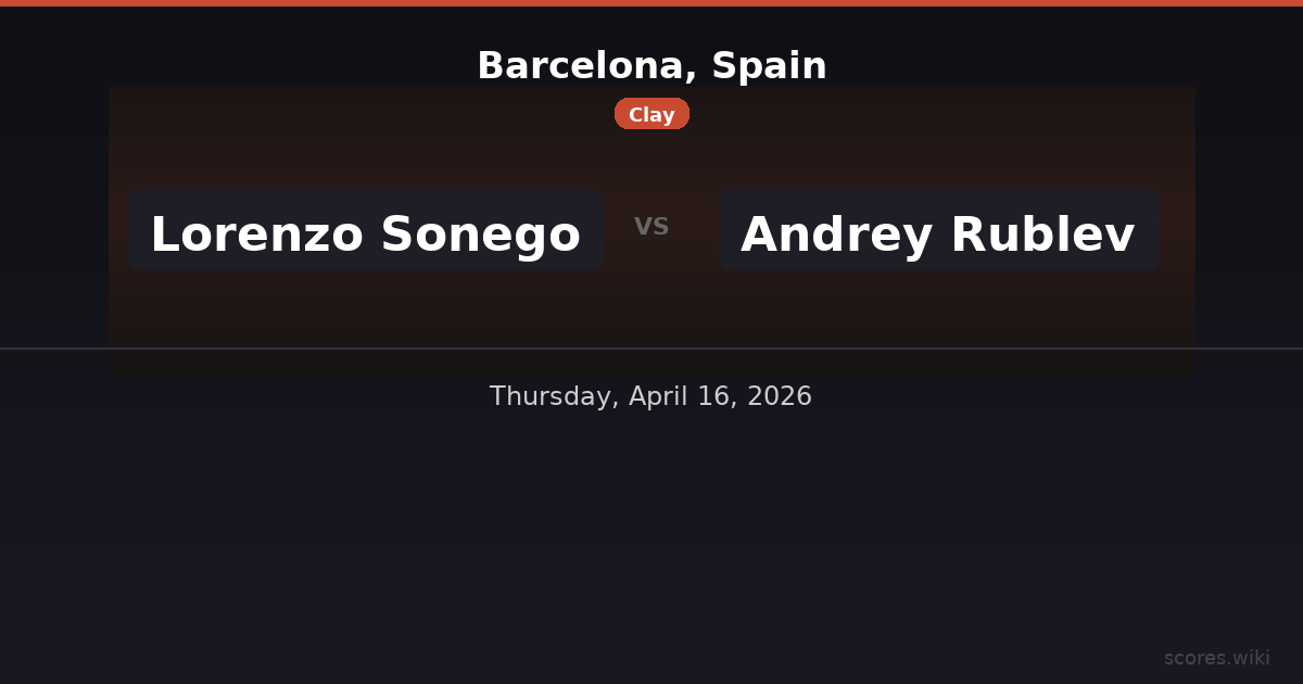 Barcelona, Spain - Lorenzo Sonego vs Andrey Rublev