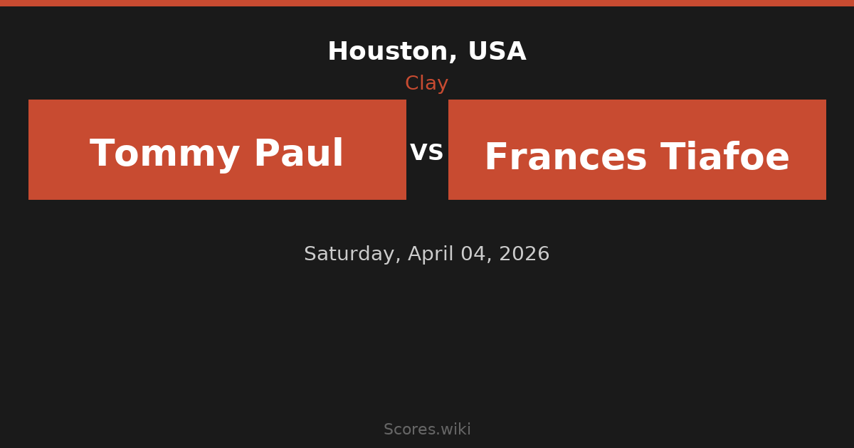 Houston, USA - Tommy Paul vs Frances Tiafoe